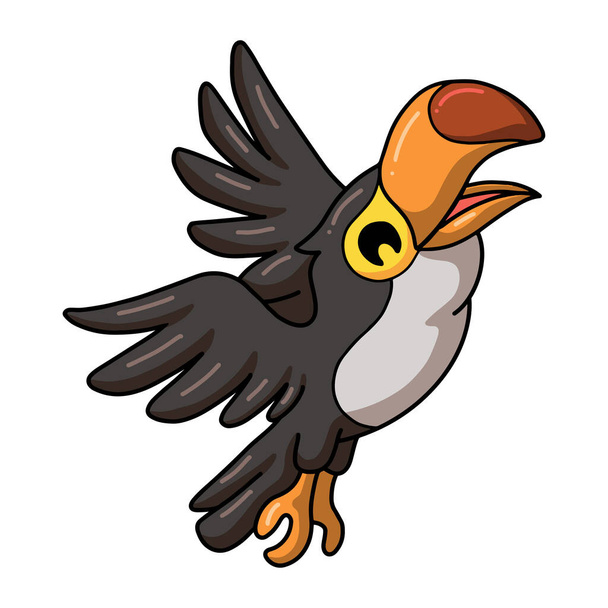Vector illustration of Cute little toucan bird cartoon flying - Vecteur, image