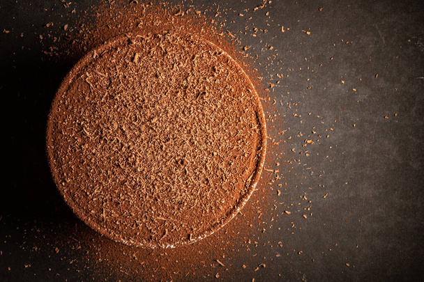 Chocolate Covered Tiramisu on Dark Background with copy space - Foto, immagini