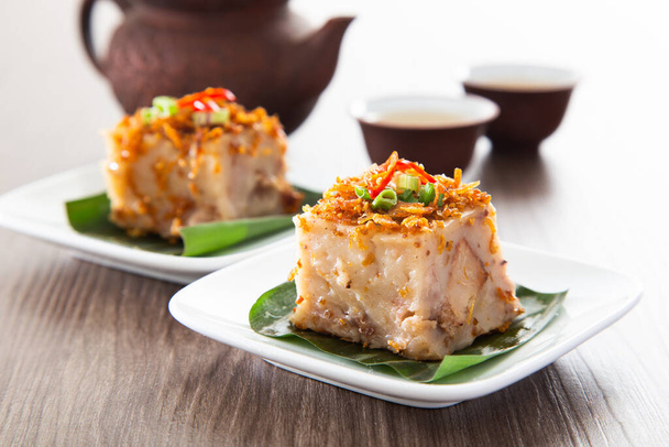 Steamed Yam Cake with Ground Deep-Fried Dried Shrimps Toppings - Photo, Image