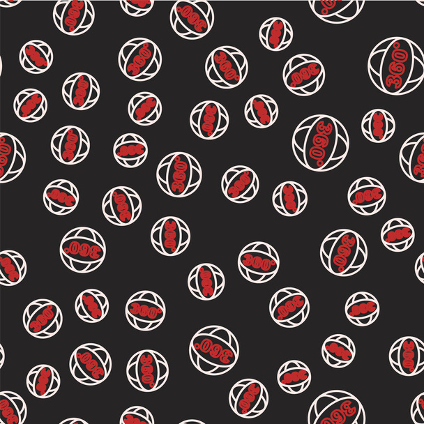 Line 360 graden weergave pictogram geïsoleerd naadloos patroon op zwarte achtergrond. Virtuele realiteit. Hoek 360 graden camera. Panoramafoto. Vector - Vector, afbeelding
