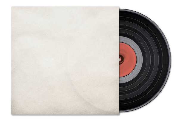 Vinyl LP, retro płyta gramofonowa, czysta okładka. Odizolowana ścieżką wycinania. - Zdjęcie, obraz
