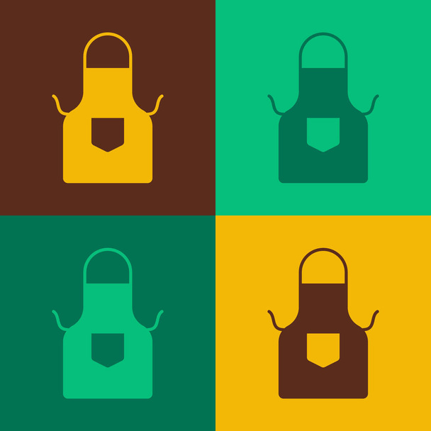 Pop Art Küchenschürze Symbol isoliert auf farbigem Hintergrund. Koch-Uniform zum Kochen. Vektor - Vektor, Bild