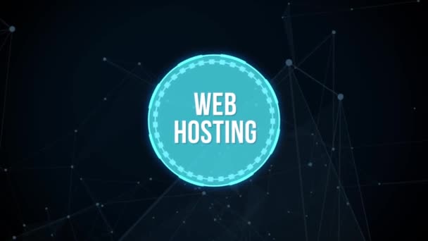 Internet, bedrijfsleven, technologie en netwerkconcept. Web Hosting. De activiteit van het bieden van opslagruimte en toegang voor websites. Virtuele knop. - Video