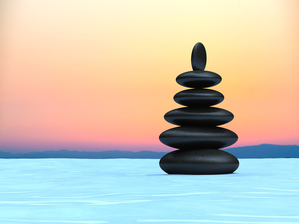 Pedras Zen na água
 - Foto, Imagem