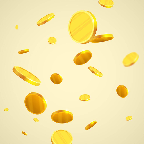 Gold coins falling, realistic illustration. Graphic concept for your design - Vector, imagen