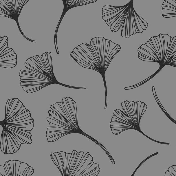 Pattern with ginkgo leaves. leaves seamless background. - Вектор, зображення