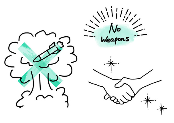 Silah yok ve savaş imajına karşı basit bir çizim. - Vektör, Görsel