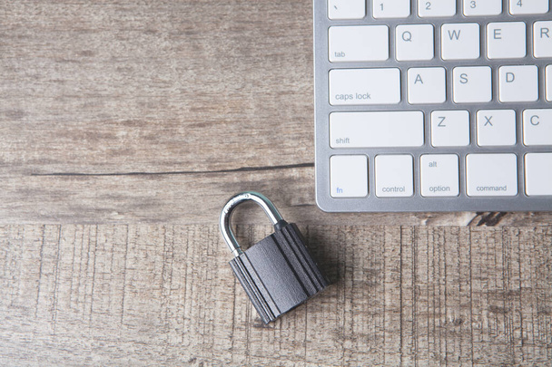 lock on the keyboard. cyber security concept - 写真・画像