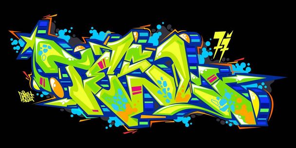 Abstract Urban Graffiti Street Art Word Tesl Lettering Vector Illustration - Vector, Image