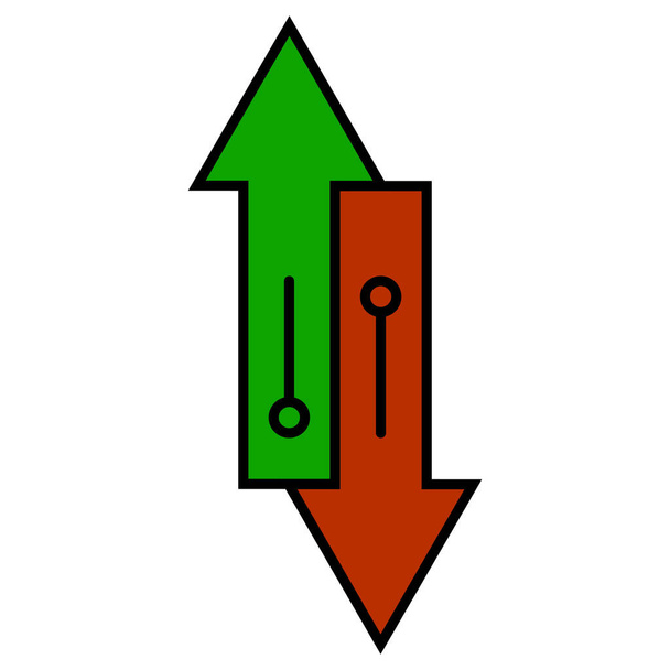 Icône de transfert de change haut et bas flèche la croissance et la chute des actions crypto-monnaie - Vecteur, image