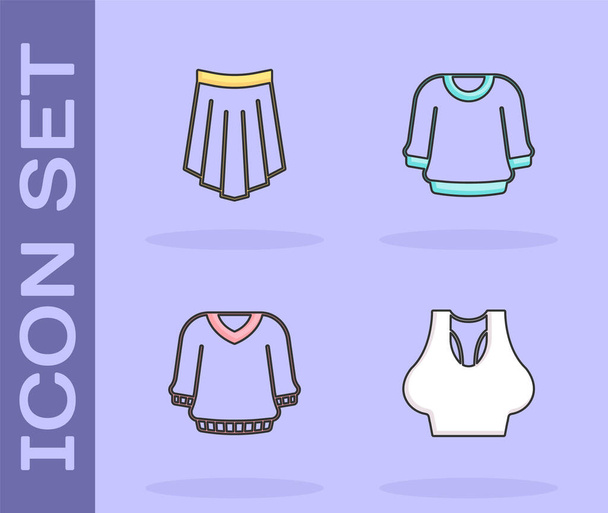 Σύνολο Undershirt, φούστα, πουλόβερ και εικονίδιο. Διάνυσμα - Διάνυσμα, εικόνα