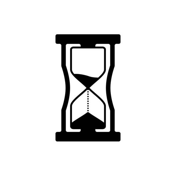 Un sencillo mecanismo de reloj de arena en negro sobre un fondo blanco. Imagen vectorial. - Vector, Imagen