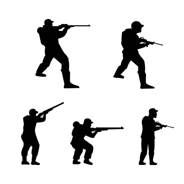 silueta soldado militar ejército ilustración diseño plantilla - Vector, imagen