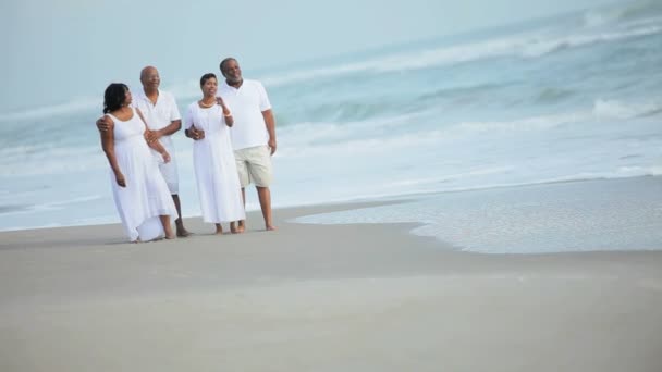 etniczne starszych par korzystających czas na plaży - Materiał filmowy, wideo