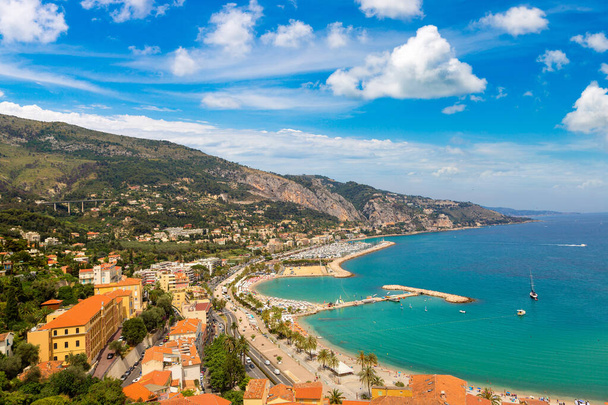 Panoramic view of Menton on french Riviera in a beautiful summer day, France - Фото, изображение