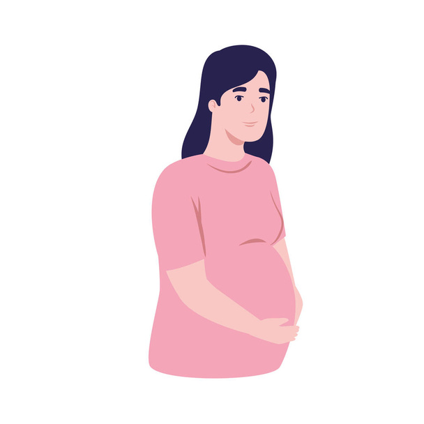έγκυος γυναίκα, χαμογελαστά - Διάνυσμα, εικόνα