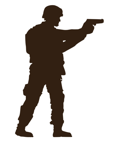 soldaat met wapensilhouet - Vector, afbeelding