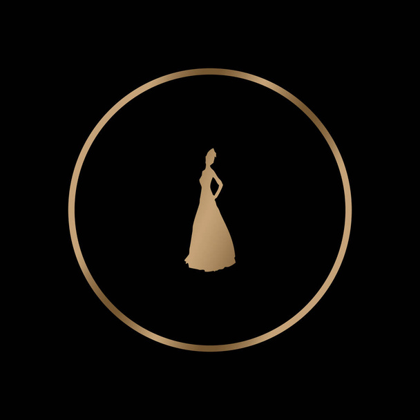 Logo de la société dorée sur fond noir. Elément décoratif pour cartes de visite, couvertures. - Photo, image
