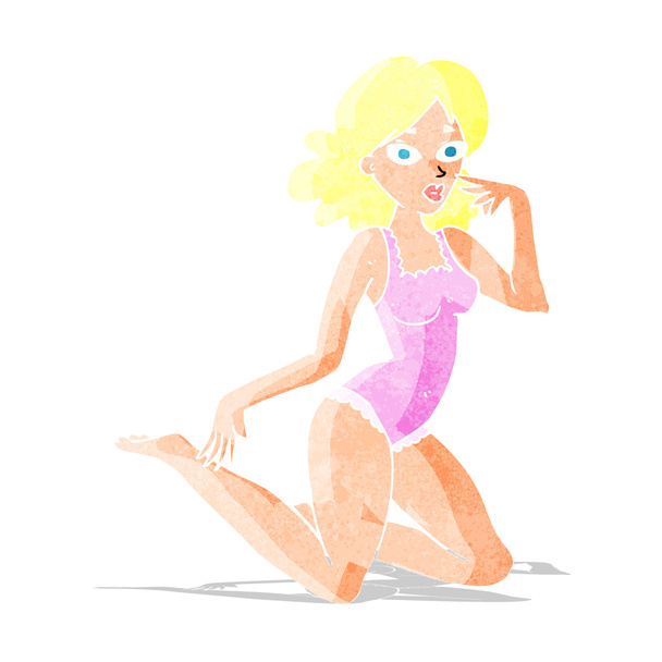 Cartoon vrouw in lingerie - Vector, afbeelding