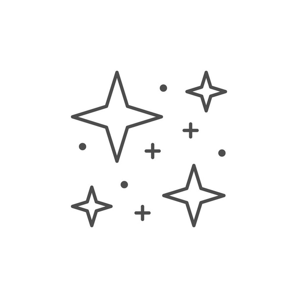 Ragyogás és csillogás vonal vázlat ikon elszigetelt fehér - Vektor, kép