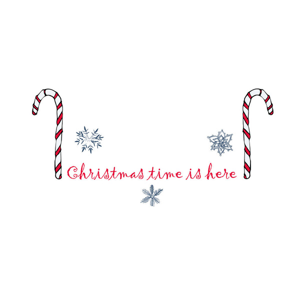 Vector Red Christmas Time placement print with snowflakes. Surface pattern design - Vector, Image