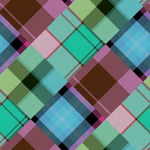 Padrão de algodão xadrez madras diagonais patchwork. Tecido de colcha sem costura efeito de linho verificar fundo.  - Foto, Imagem
