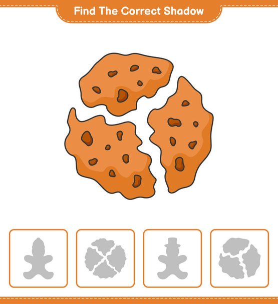 Find the correct shadow. Find and match the correct shadow of Cookie. Educational children game, printable worksheet, vector illustration - Vector, Image