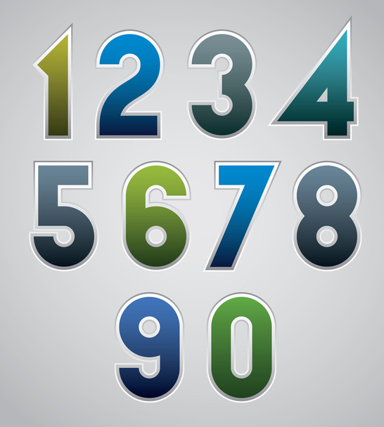 Vector numbers, bold numerals, made in web buttons style. - Vettoriali, immagini