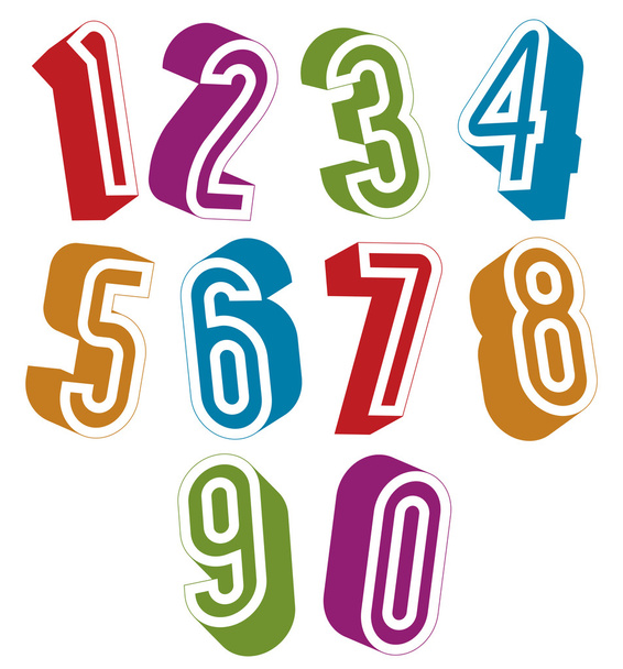 3d numbers set made with round shapes. - Vettoriali, immagini