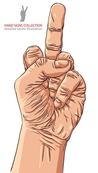 Middle finger hand sign, detailed vector illustration. - Vector, Image