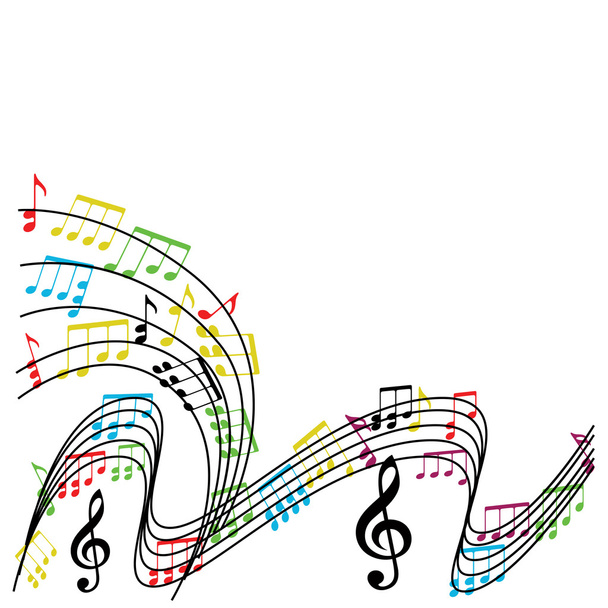 Music notes composition, musical theme background, vector illust - Vector, Image