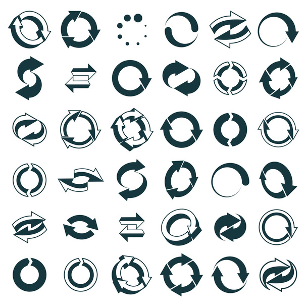 Ricarica icone isolate su sfondo bianco insieme vettoriale, freccia loop
 - Vettoriali, immagini
