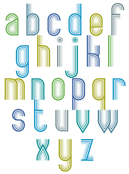 Inner Echo striped retro 70s style font. - Vector, Image