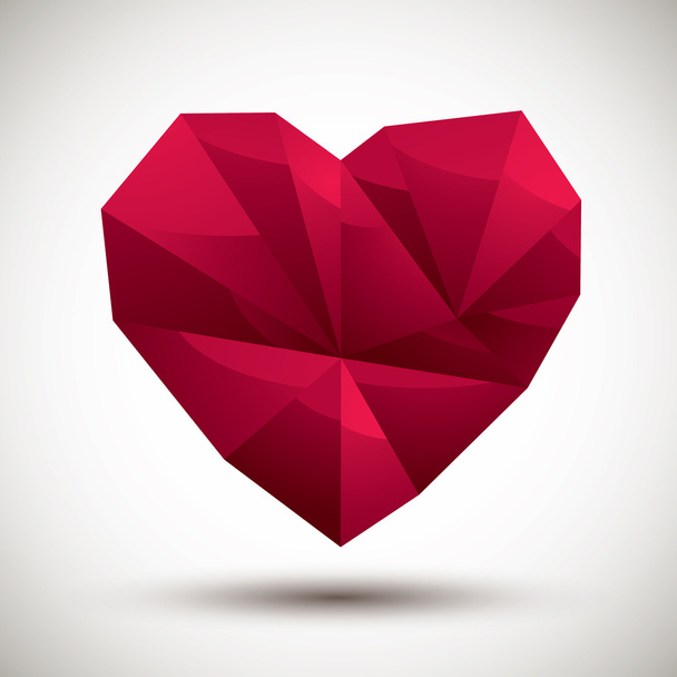 Red heart geometric icon made in 3d modern style, best for use a - Вектор,изображение