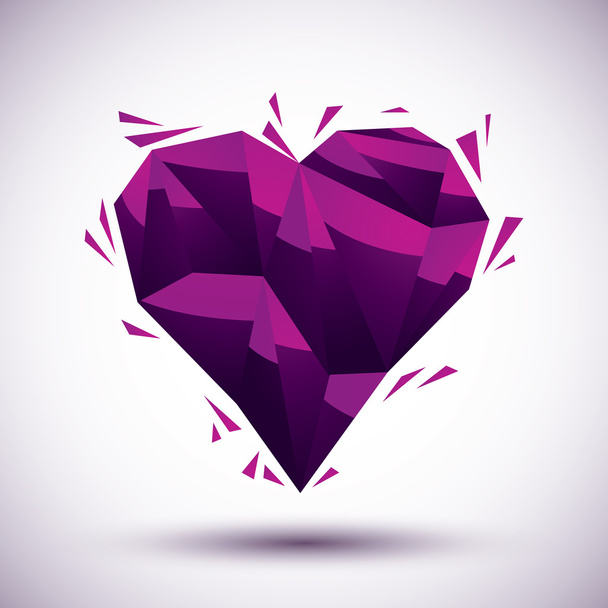 Violet heart geometric icon made in 3d modern style, best for us - Vektor, Bild