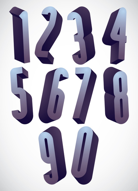 3d tall condensed numbers set. - Vector, Image