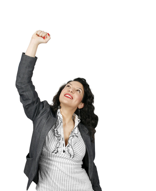 Молодая женщина празднует победу в бизнесе
 - Фото, изображение