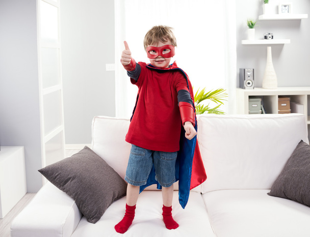 Superhero boy thumb up - Valokuva, kuva