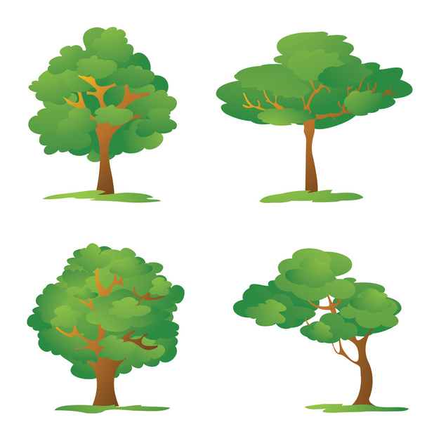Set of Cartoon Trees - Вектор, зображення