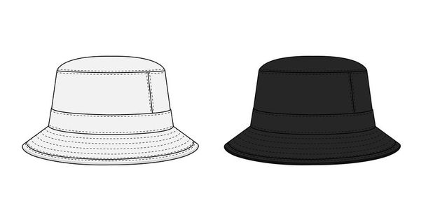 Bucket hat template vector illustration set - Vector, Image