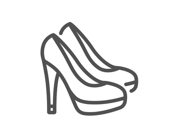 Women shoes line icon. Female footwear sign. Fashion high heels symbol. Quality design element. Line style shoes icon. Editable stroke. Vector - Вектор,изображение