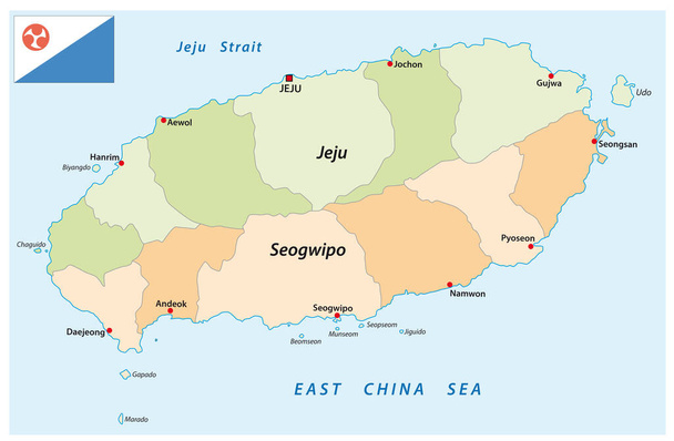 διοικητικός χάρτης του νησιού Jeju της Νότιας Κορέας - Διάνυσμα, εικόνα