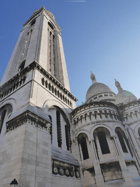 The ancient Sacre Coeur Cathedral on Montmartre in Paris, France - 写真・画像