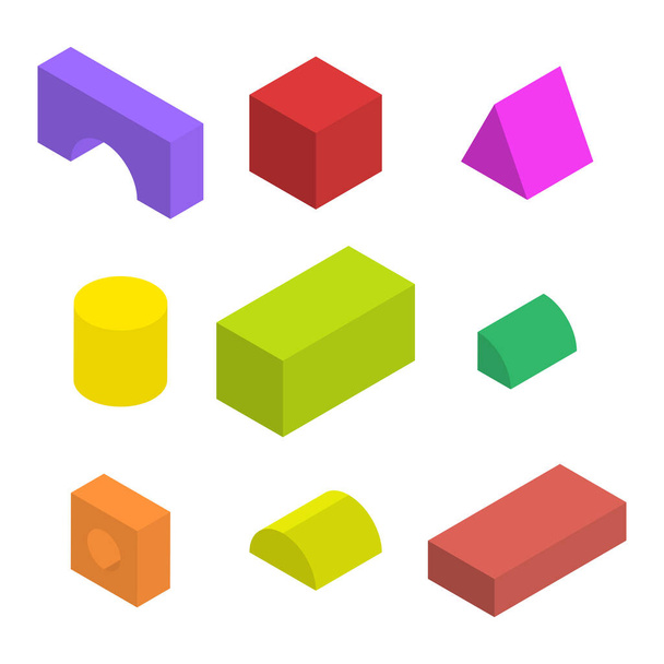 Cubes pour enfants multicolores. Style isométrique 3D plat, illustration vectorielle. - Vecteur, image
