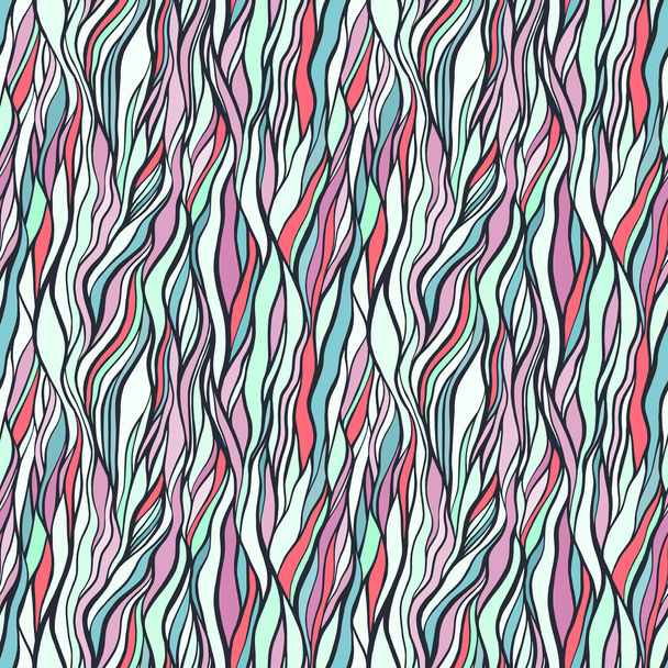 Seamless pattern with doodle waves ornament - Wektor, obraz