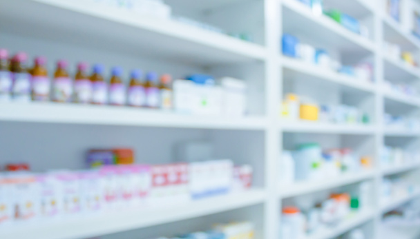 farmacia farmacia estantes interior borrosa fondo abstracto - Foto, Imagen