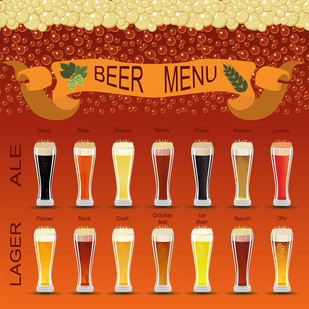 Set de menús de cerveza, creando tus propias infografías
 - Vector, imagen