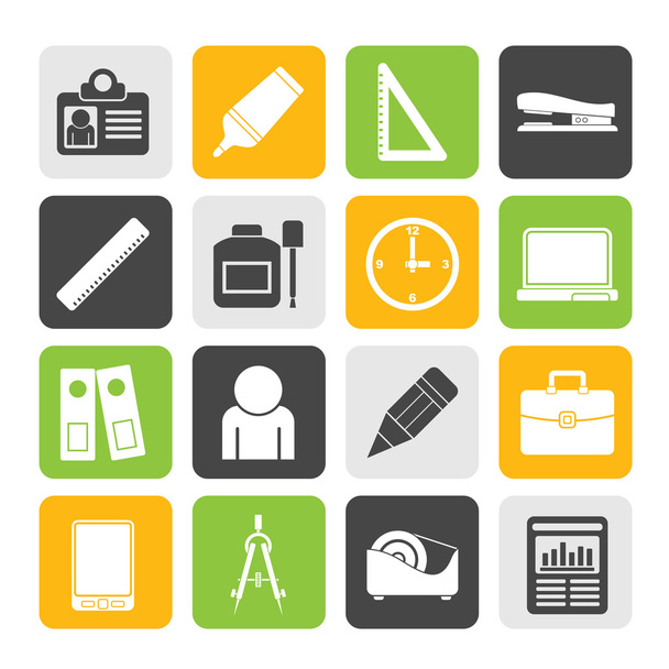Silhouette Business and office objects icons - Vektori, kuva