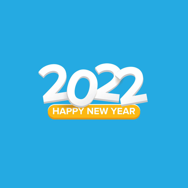 2022 Happy new year creative design background or greeting card with text. vectorr 2022 new year numbers isolated on blue background - Vector, imagen