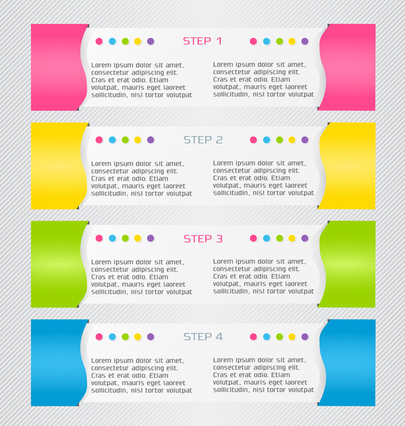Modern infographics colorful design template with shadow - Vetor, Imagem
